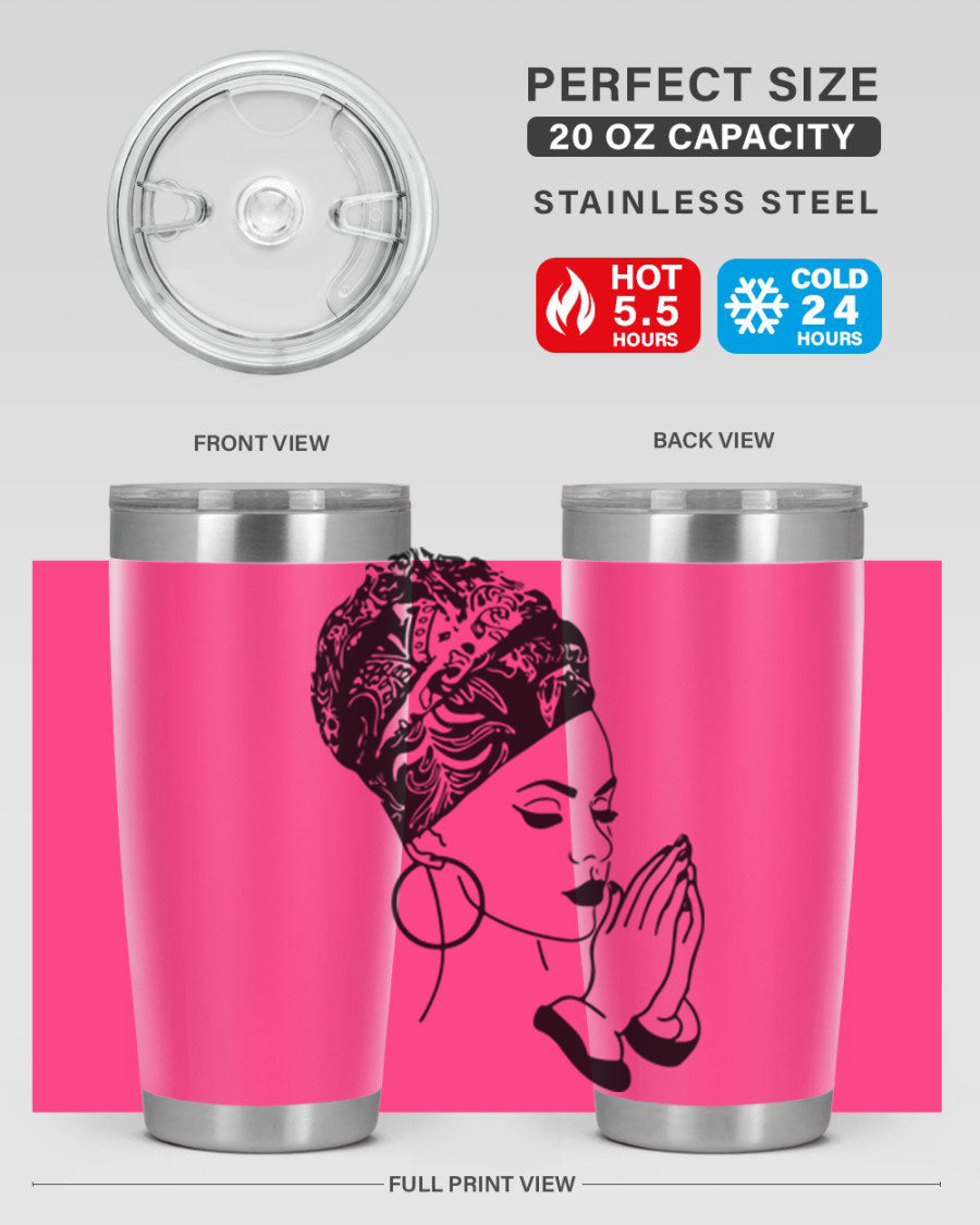 A stylish black women - queen tumbler featuring a double wall vacuum design, perfect for keeping drinks hot or cold.