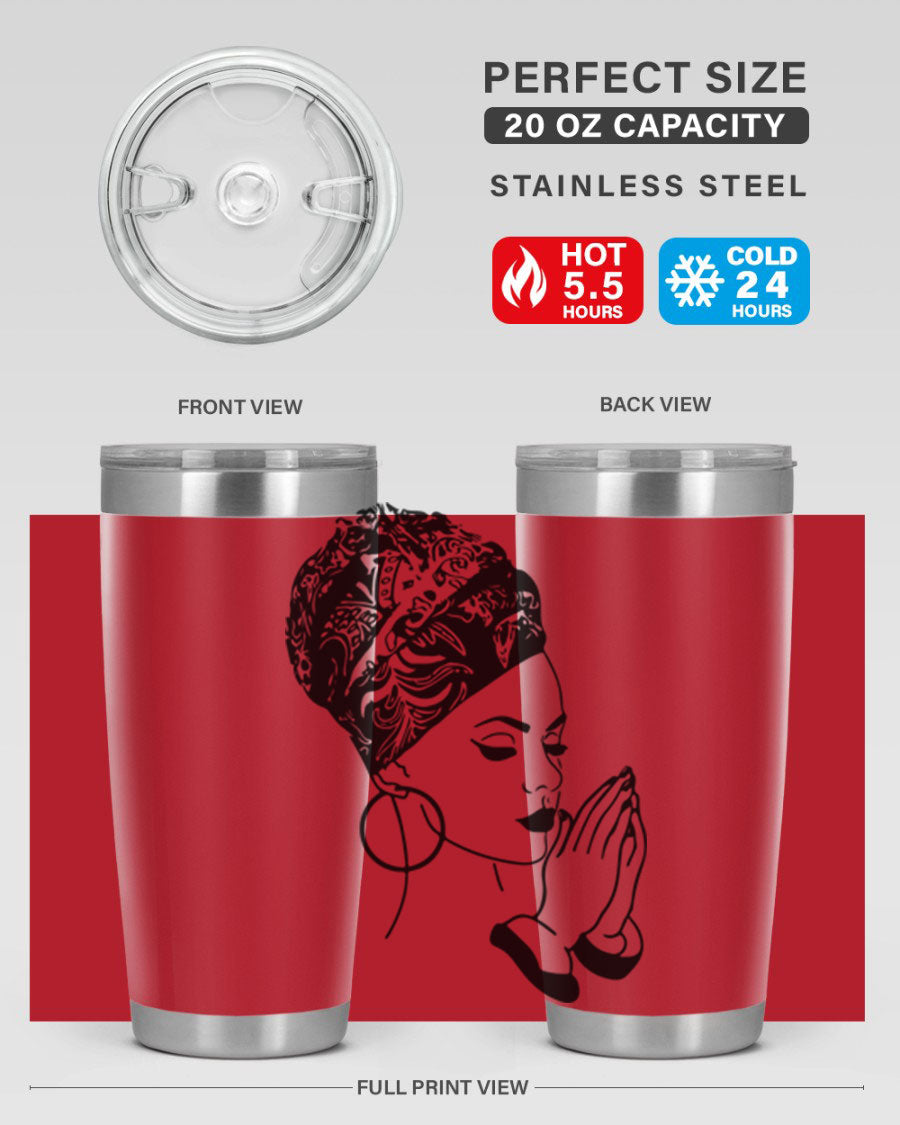 A stylish black women - queen tumbler featuring a double wall vacuum design, perfect for keeping drinks hot or cold.