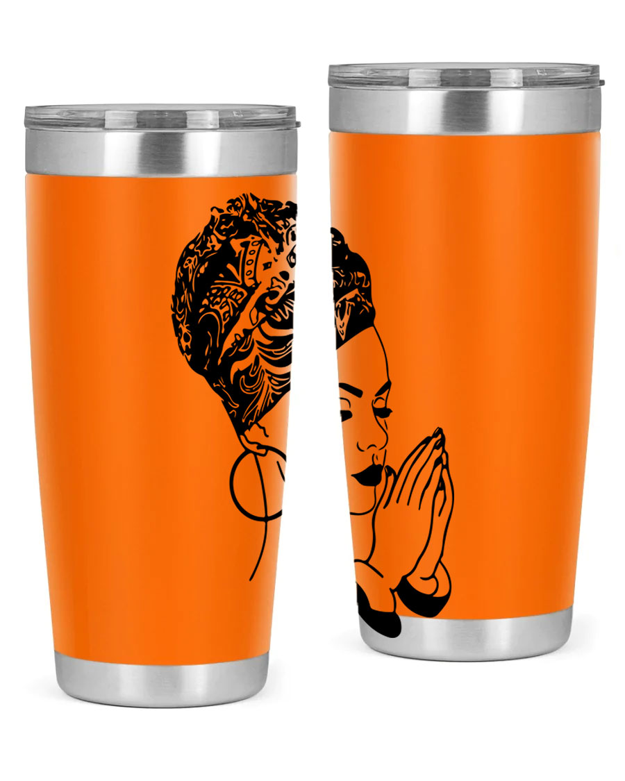 A stylish black women - queen tumbler featuring a double wall vacuum design, perfect for keeping drinks hot or cold.