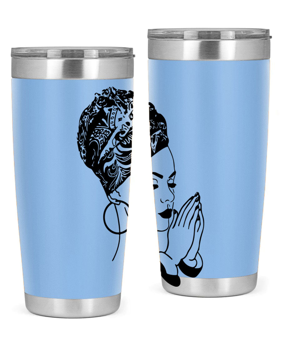 A stylish black women - queen tumbler featuring a double wall vacuum design, perfect for keeping drinks hot or cold.