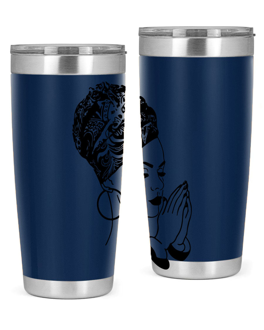 A stylish black women - queen tumbler featuring a double wall vacuum design, perfect for keeping drinks hot or cold.