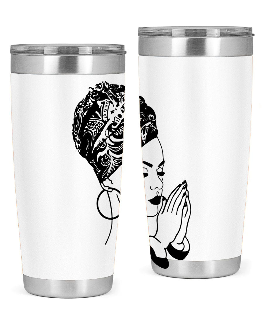 A stylish black women - queen tumbler featuring a double wall vacuum design, perfect for keeping drinks hot or cold.