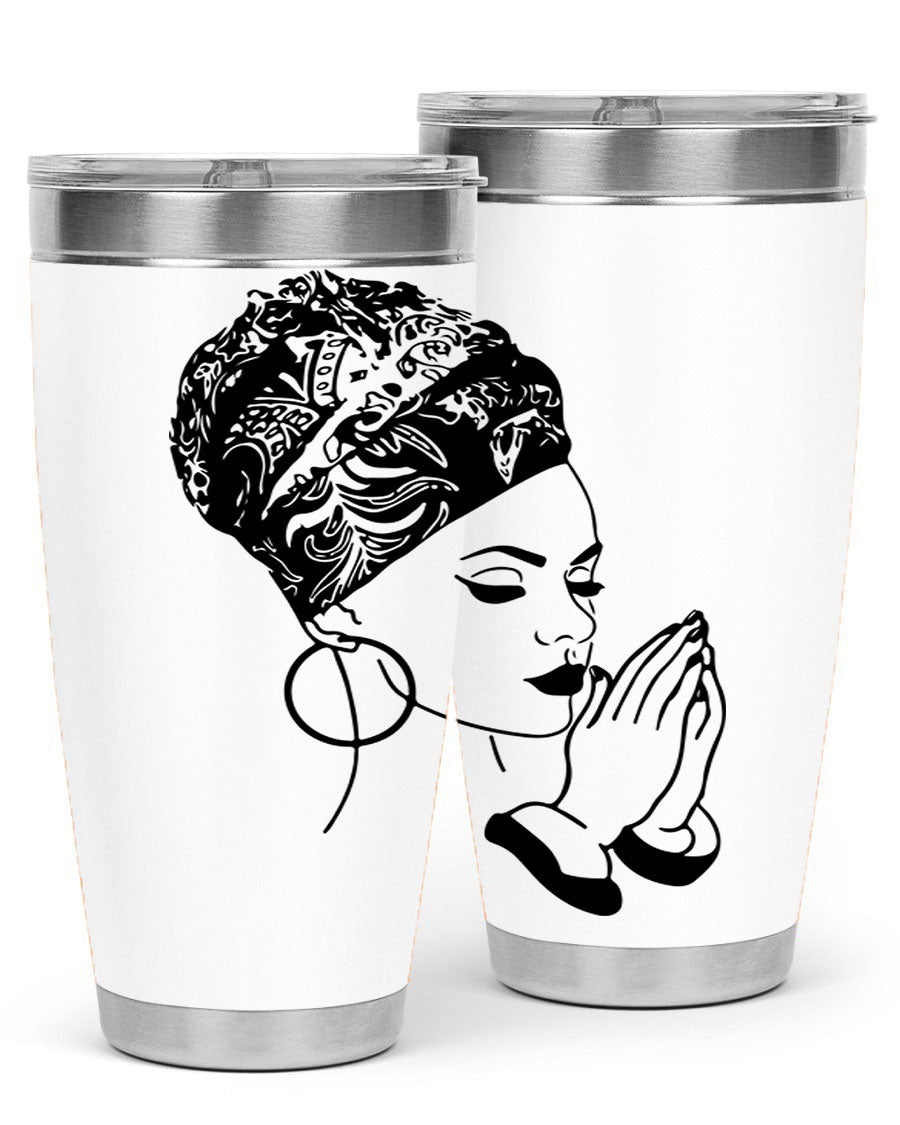 A stylish black women - queen tumbler featuring a double wall vacuum design, perfect for keeping drinks hot or cold.