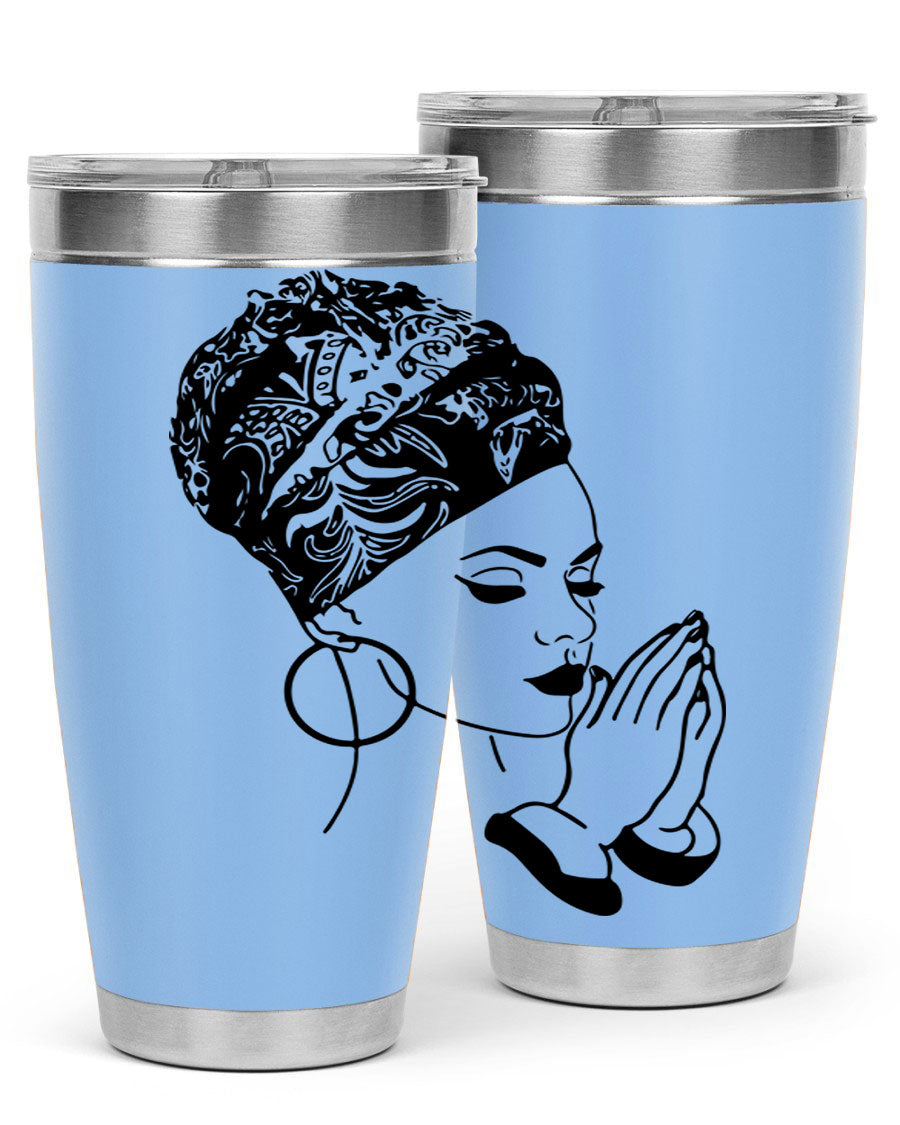 A stylish black women - queen tumbler featuring a double wall vacuum design, perfect for keeping drinks hot or cold.