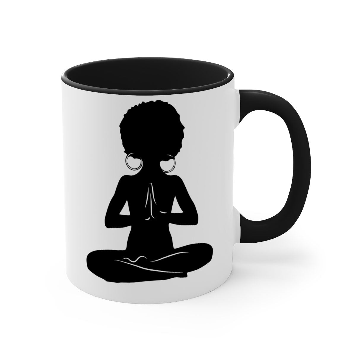 Black Women - Queen Mug with colorful handle and glossy finish, available in multiple colors and sizes.