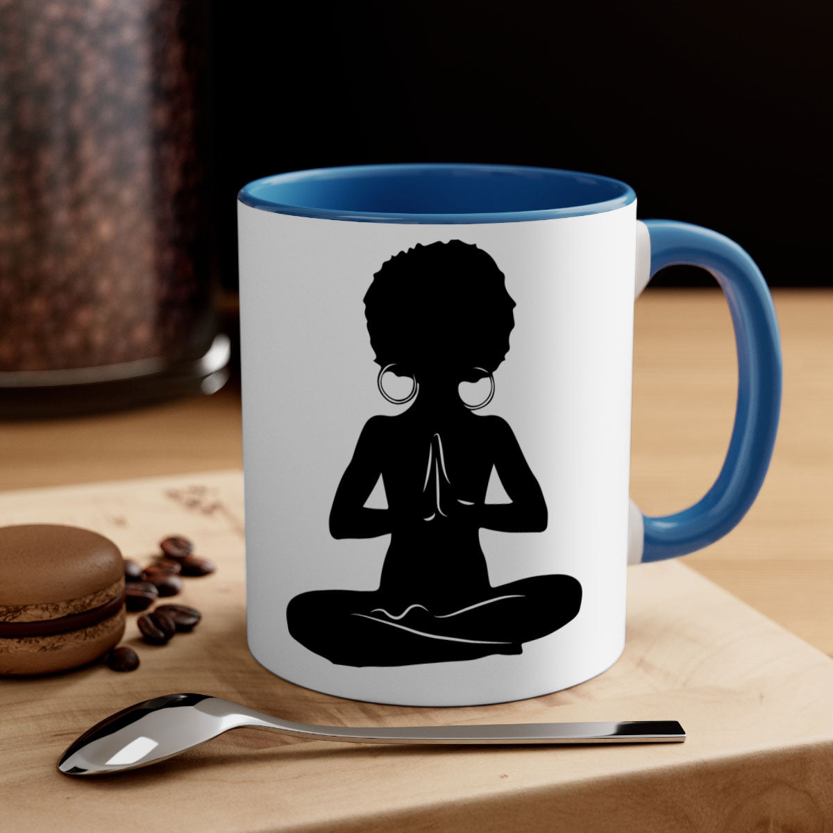 Black Women - Queen Mug with colorful handle and glossy finish, available in multiple colors and sizes.