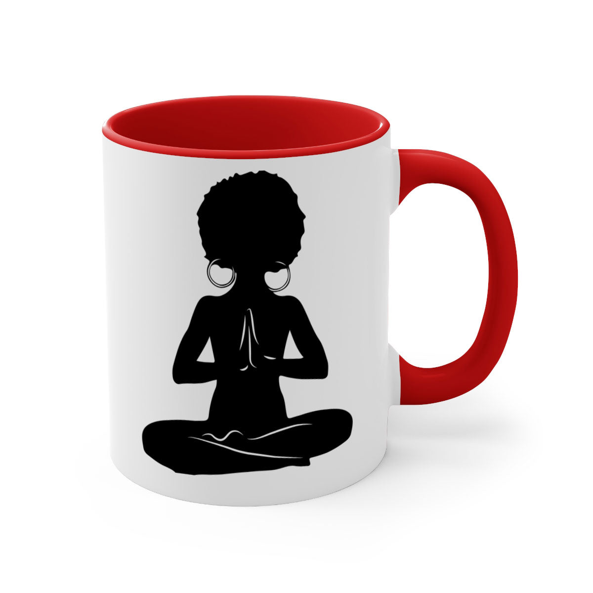 Black Women - Queen Mug with colorful handle and glossy finish, available in multiple colors and sizes.