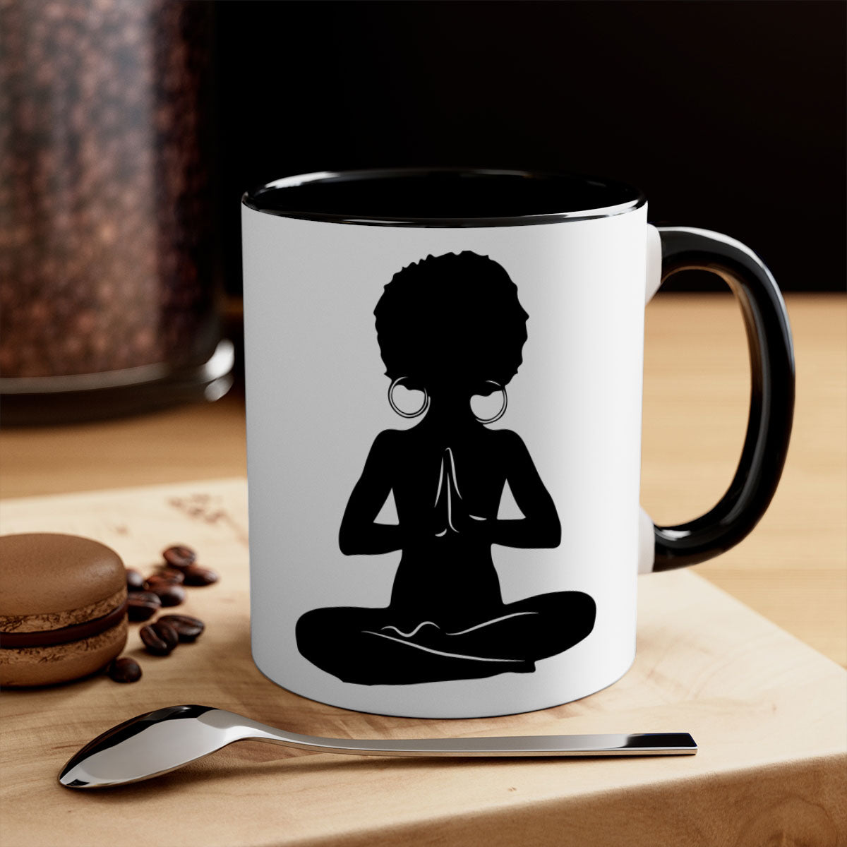 Black Women - Queen Mug with colorful handle and glossy finish, available in multiple colors and sizes.