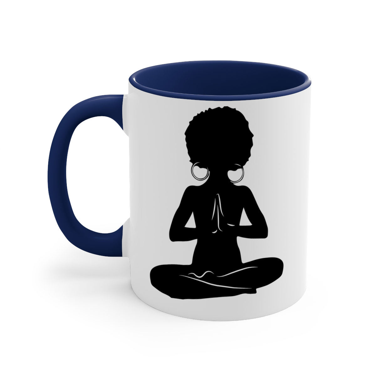 Black Women - Queen Mug with colorful handle and glossy finish, available in multiple colors and sizes.