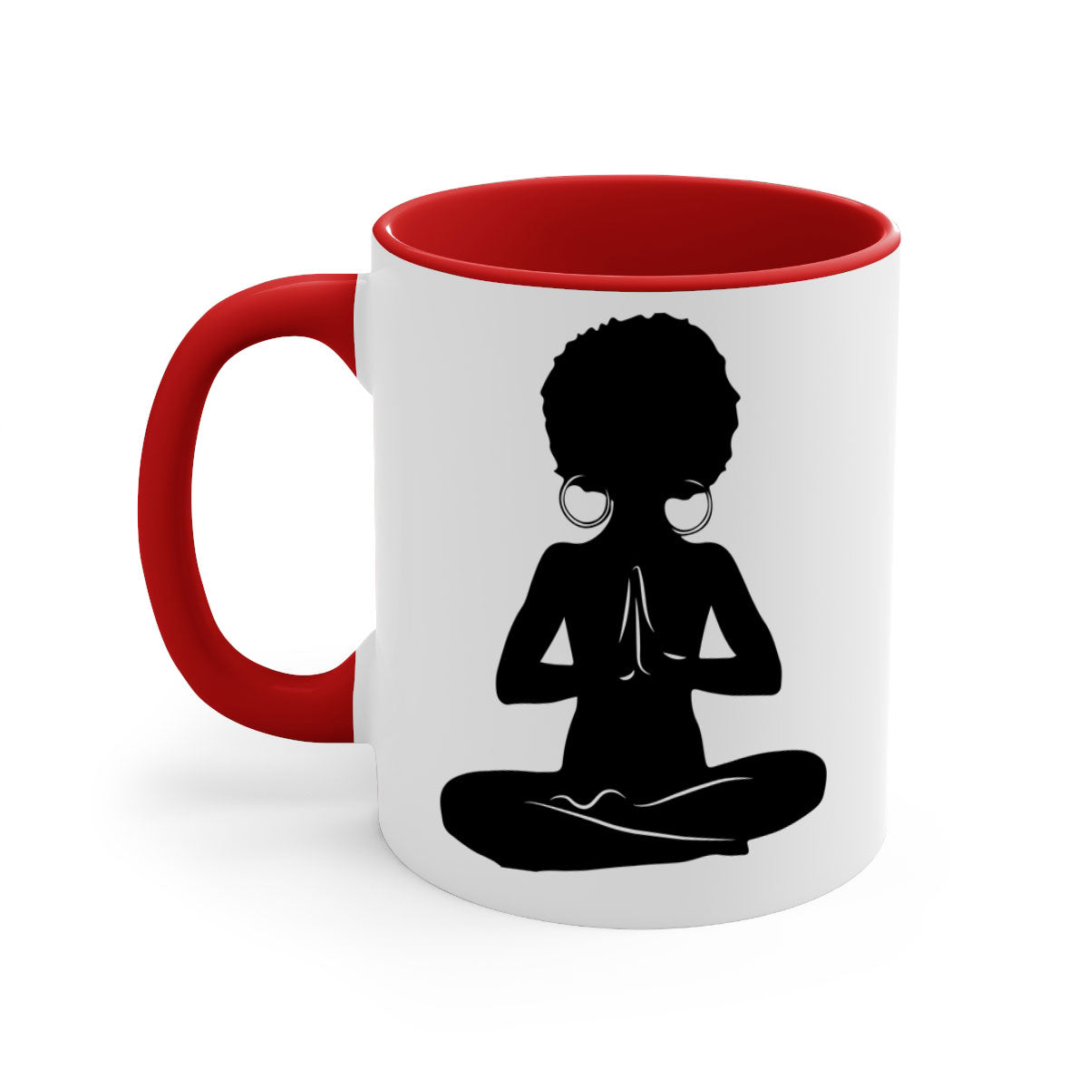 Black Women - Queen Mug with colorful handle and glossy finish, available in multiple colors and sizes.