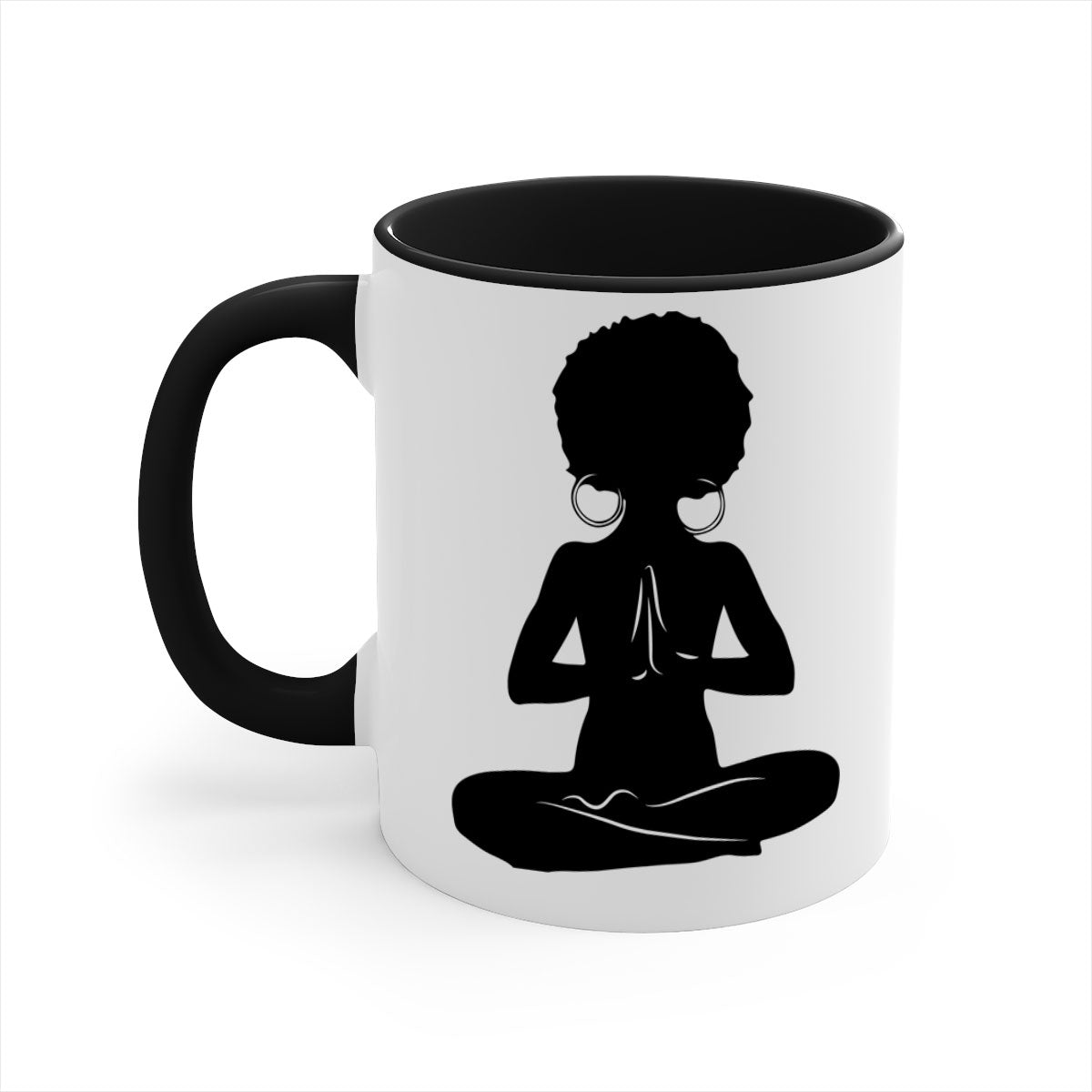 Black Women - Queen Mug with colorful handle and glossy finish, available in multiple colors and sizes.