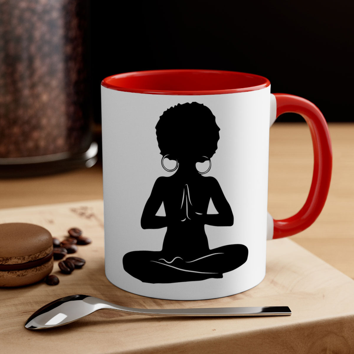 Black Women - Queen Mug with colorful handle and glossy finish, available in multiple colors and sizes.