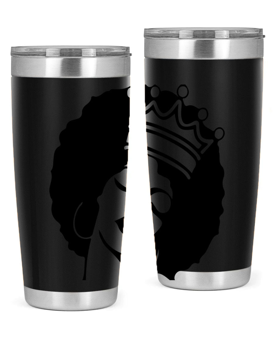 Black Women - Queen 17# Tumbler, 20oz, double wall vacuum stainless steel with copper lining, featuring a stylish design celebrating black women.