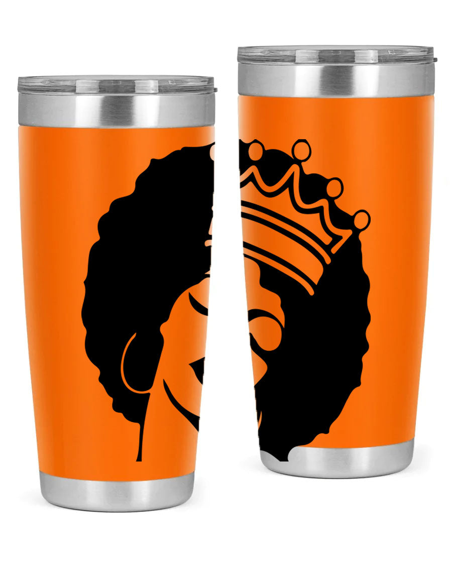 Black Women - Queen 17# Tumbler, 20oz, double wall vacuum stainless steel with copper lining, featuring a stylish design celebrating black women.