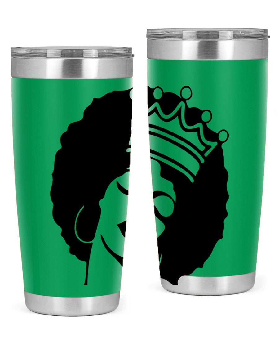 Black Women - Queen 17# Tumbler, 20oz, double wall vacuum stainless steel with copper lining, featuring a stylish design celebrating black women.