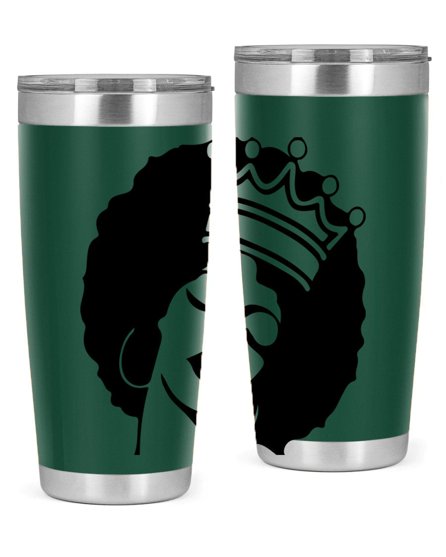 Black Women - Queen 17# Tumbler, 20oz, double wall vacuum stainless steel with copper lining, featuring a stylish design celebrating black women.