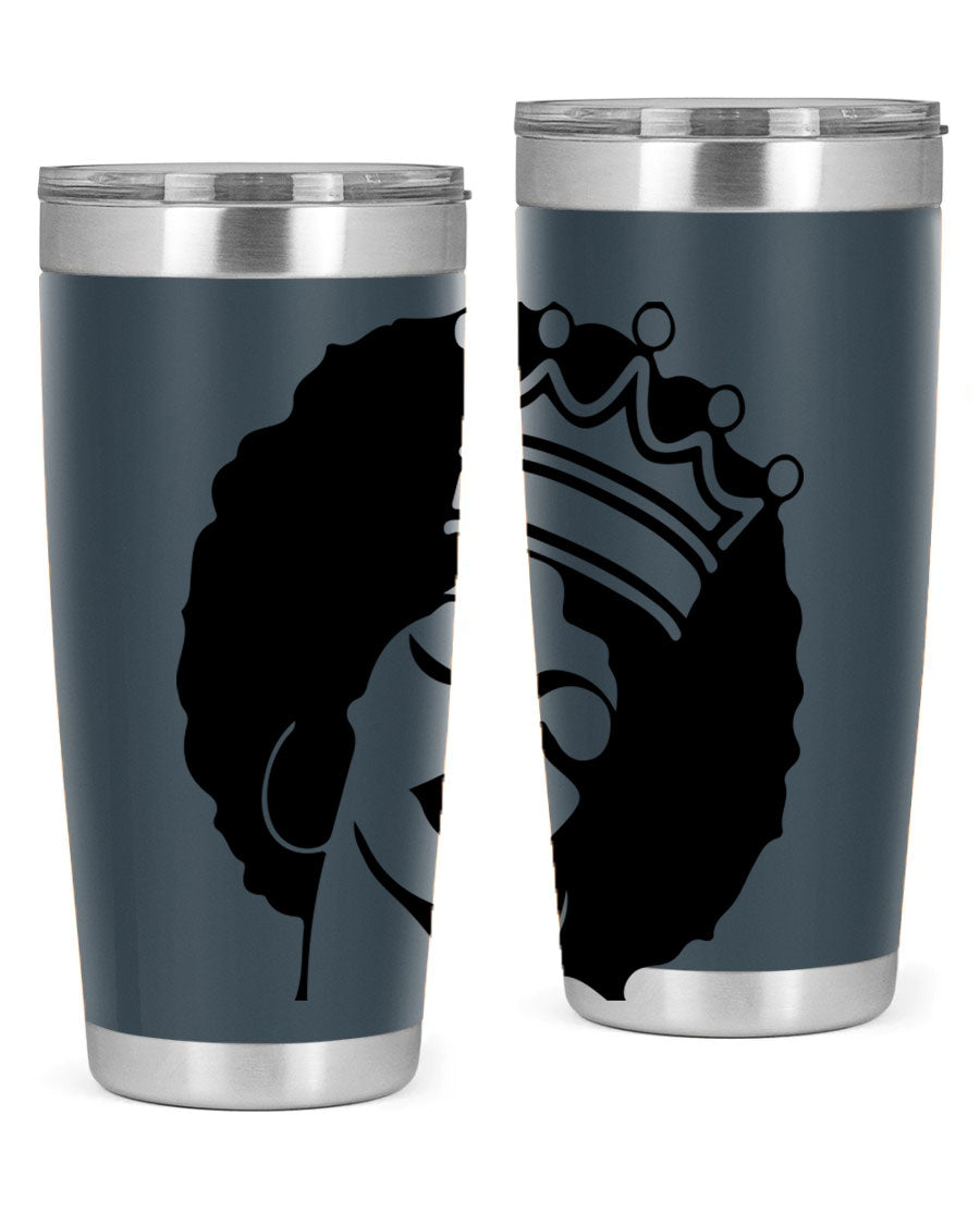 Black Women - Queen 17# Tumbler, 20oz, double wall vacuum stainless steel with copper lining, featuring a stylish design celebrating black women.