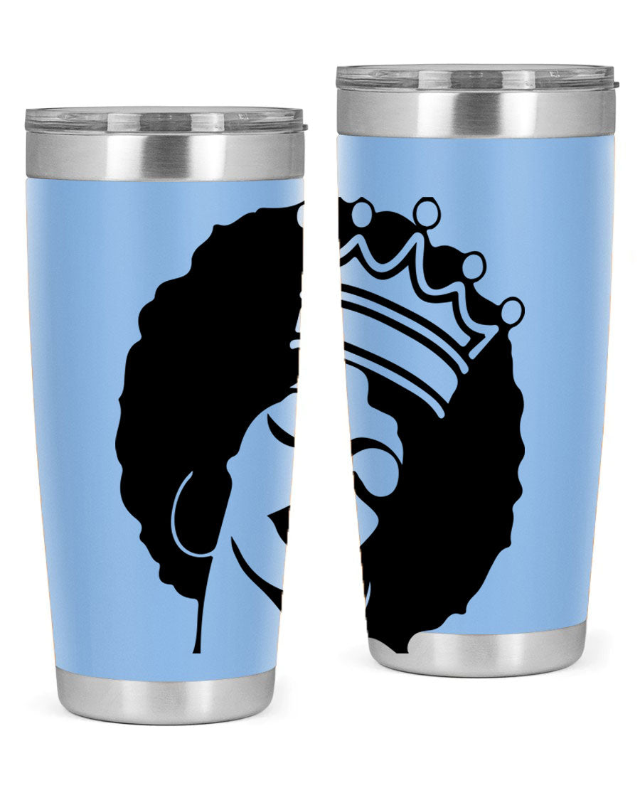 Black Women - Queen 17# Tumbler, 20oz, double wall vacuum stainless steel with copper lining, featuring a stylish design celebrating black women.