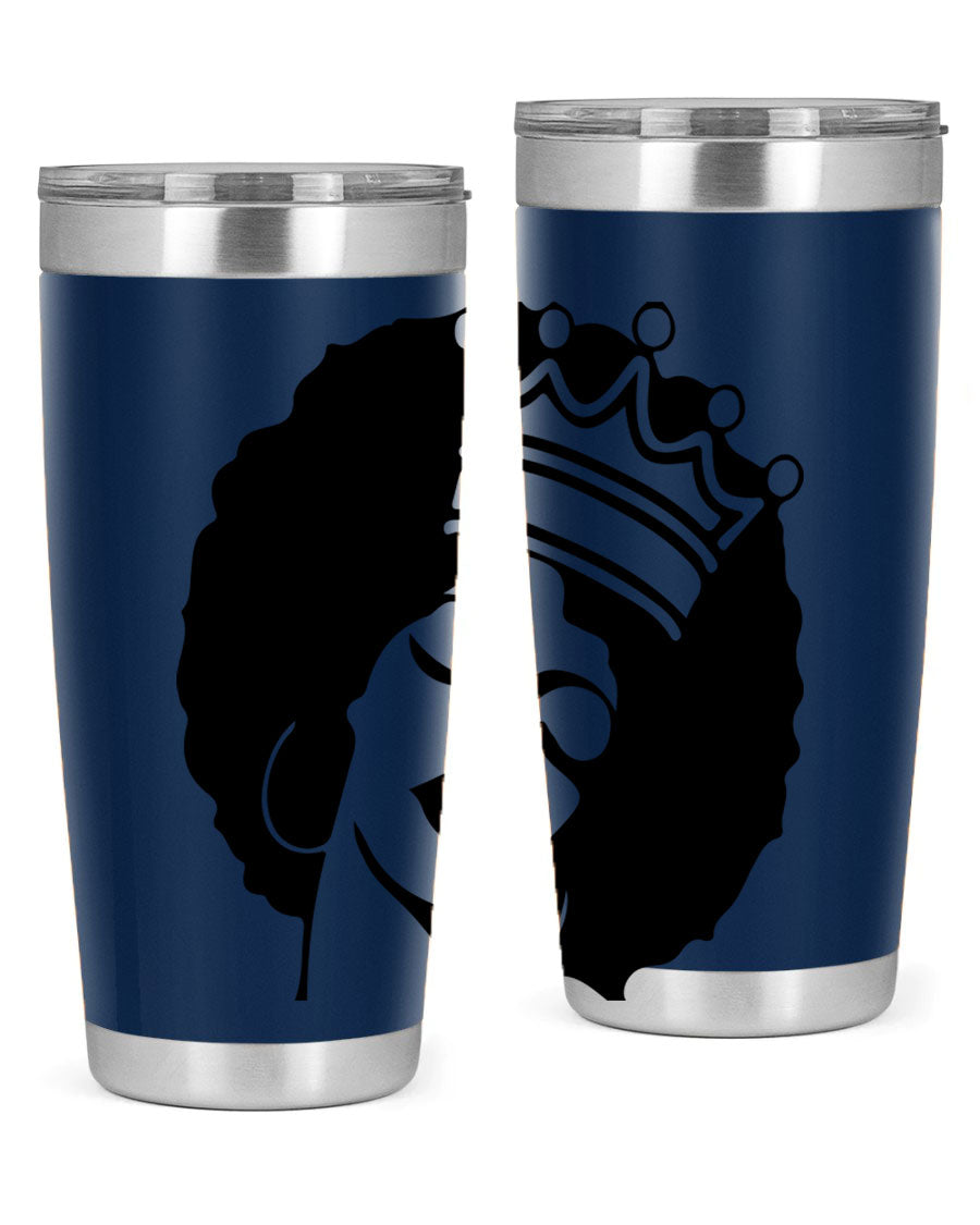 Black Women - Queen 17# Tumbler, 20oz, double wall vacuum stainless steel with copper lining, featuring a stylish design celebrating black women.