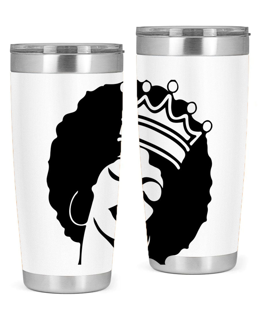 Black Women - Queen 17# Tumbler, 20oz, double wall vacuum stainless steel with copper lining, featuring a stylish design celebrating black women.