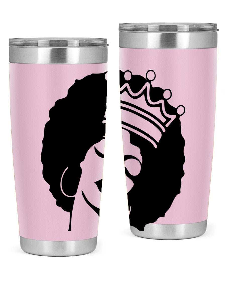 Black Women - Queen 17# Tumbler, 20oz, double wall vacuum stainless steel with copper lining, featuring a stylish design celebrating black women.