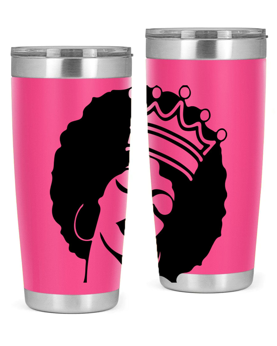 Black Women - Queen 17# Tumbler, 20oz, double wall vacuum stainless steel with copper lining, featuring a stylish design celebrating black women.