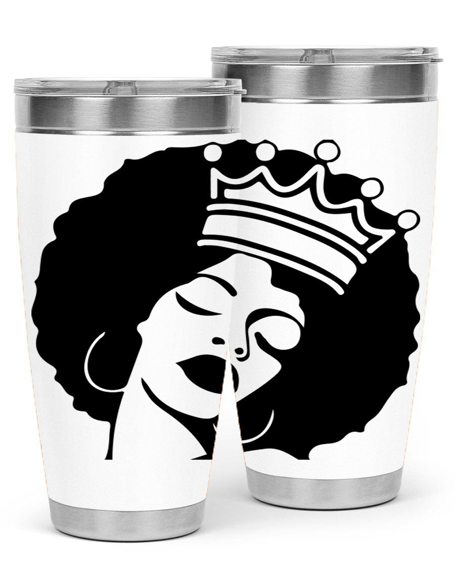 Black Women - Queen 17# Tumbler, 20oz, double wall vacuum stainless steel with copper lining, featuring a stylish design celebrating black women.