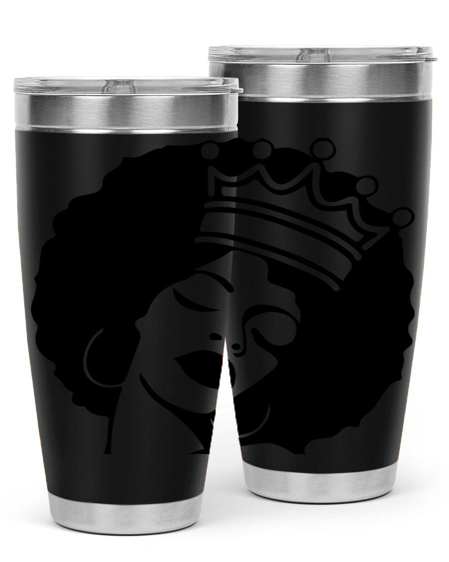 Black Women - Queen 17# Tumbler, 20oz, double wall vacuum stainless steel with copper lining, featuring a stylish design celebrating black women.