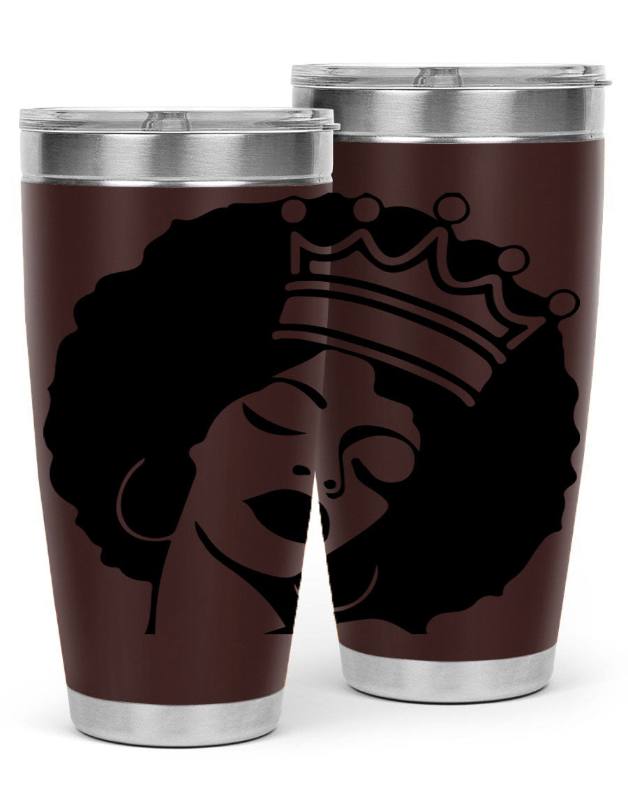 Black Women - Queen 17# Tumbler, 20oz, double wall vacuum stainless steel with copper lining, featuring a stylish design celebrating black women.