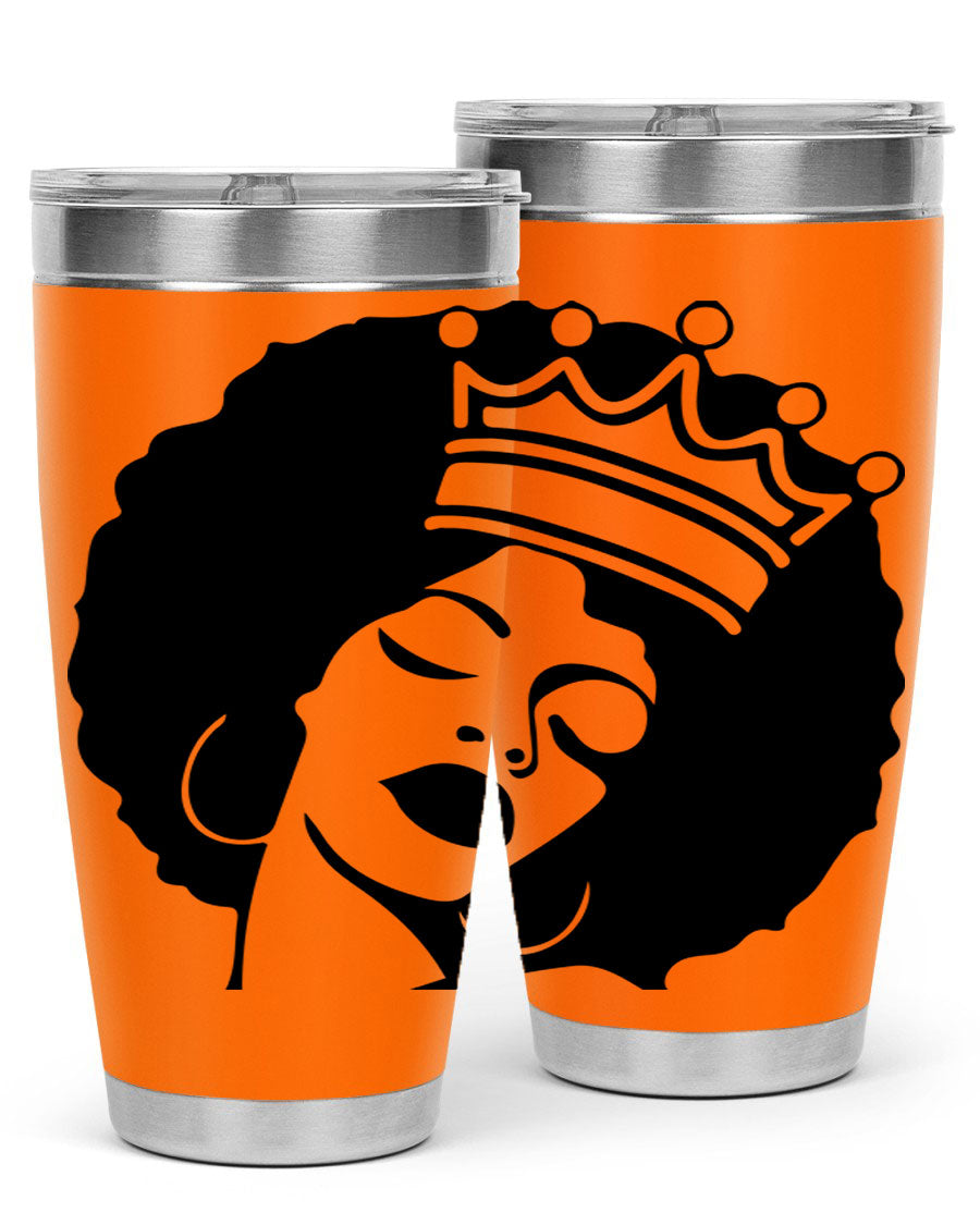 Black Women - Queen 17# Tumbler, 20oz, double wall vacuum stainless steel with copper lining, featuring a stylish design celebrating black women.