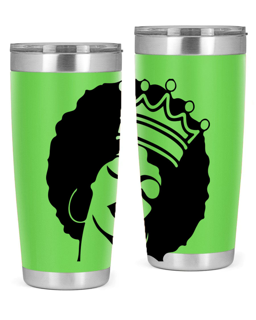 Black Women - Queen 17# Tumbler, 20oz, double wall vacuum stainless steel with copper lining, featuring a stylish design celebrating black women.