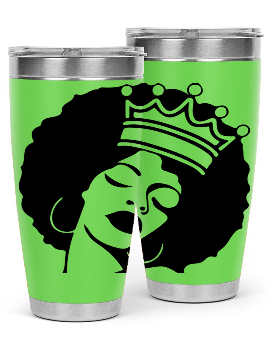 Black Women - Queen 17# Tumbler, 20oz, double wall vacuum stainless steel with copper lining, featuring a stylish design celebrating black women.