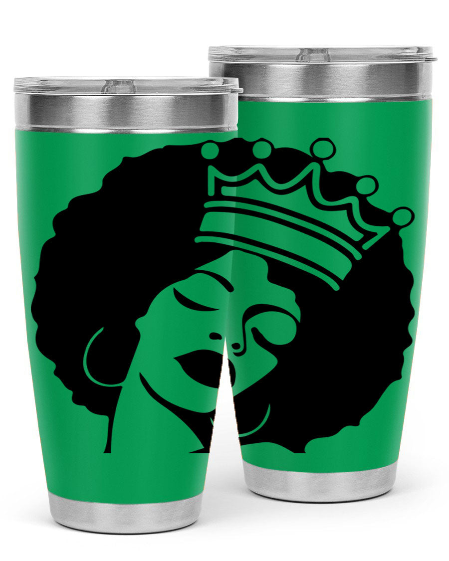 Black Women - Queen 17# Tumbler, 20oz, double wall vacuum stainless steel with copper lining, featuring a stylish design celebrating black women.