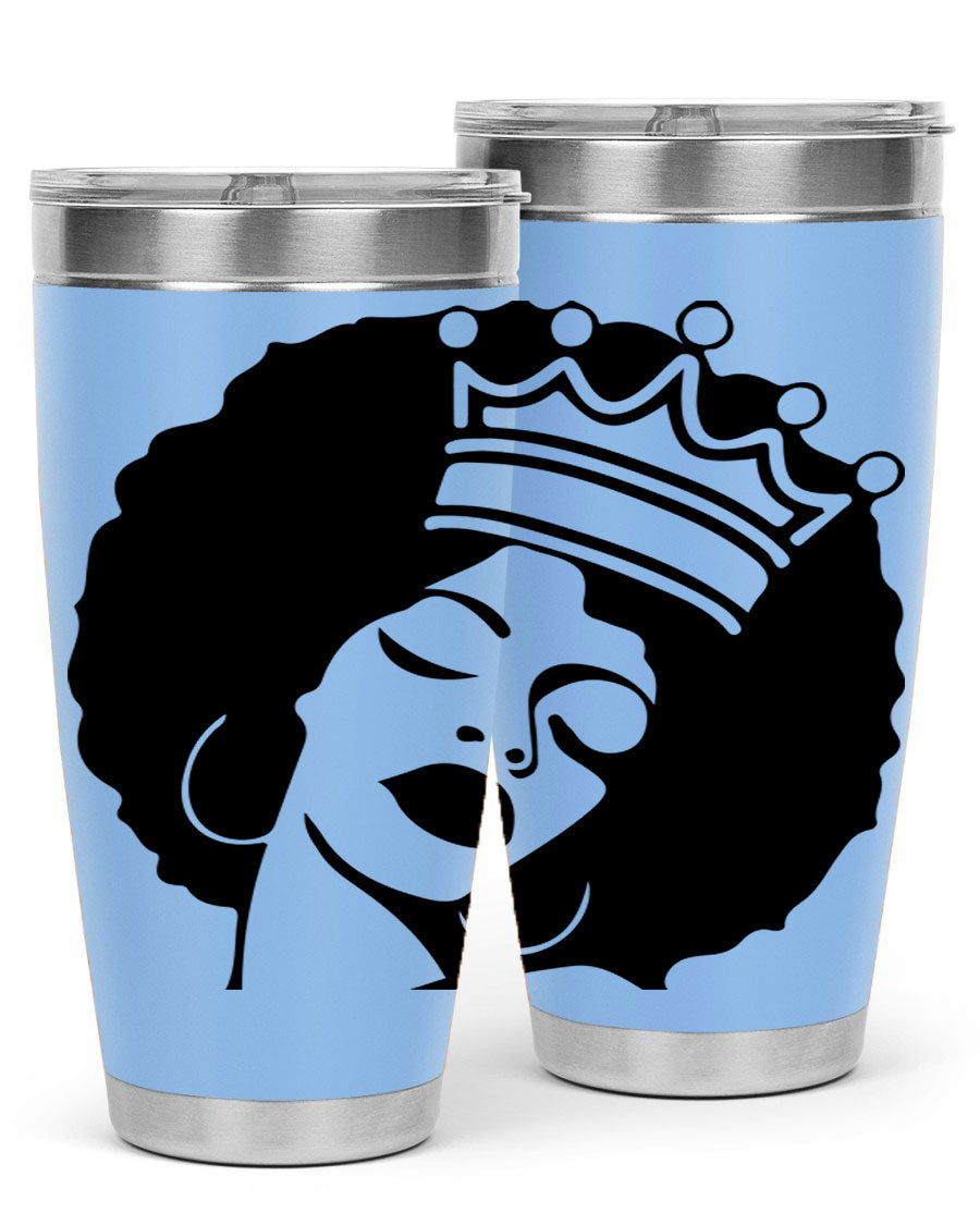 Black Women - Queen 17# Tumbler, 20oz, double wall vacuum stainless steel with copper lining, featuring a stylish design celebrating black women.