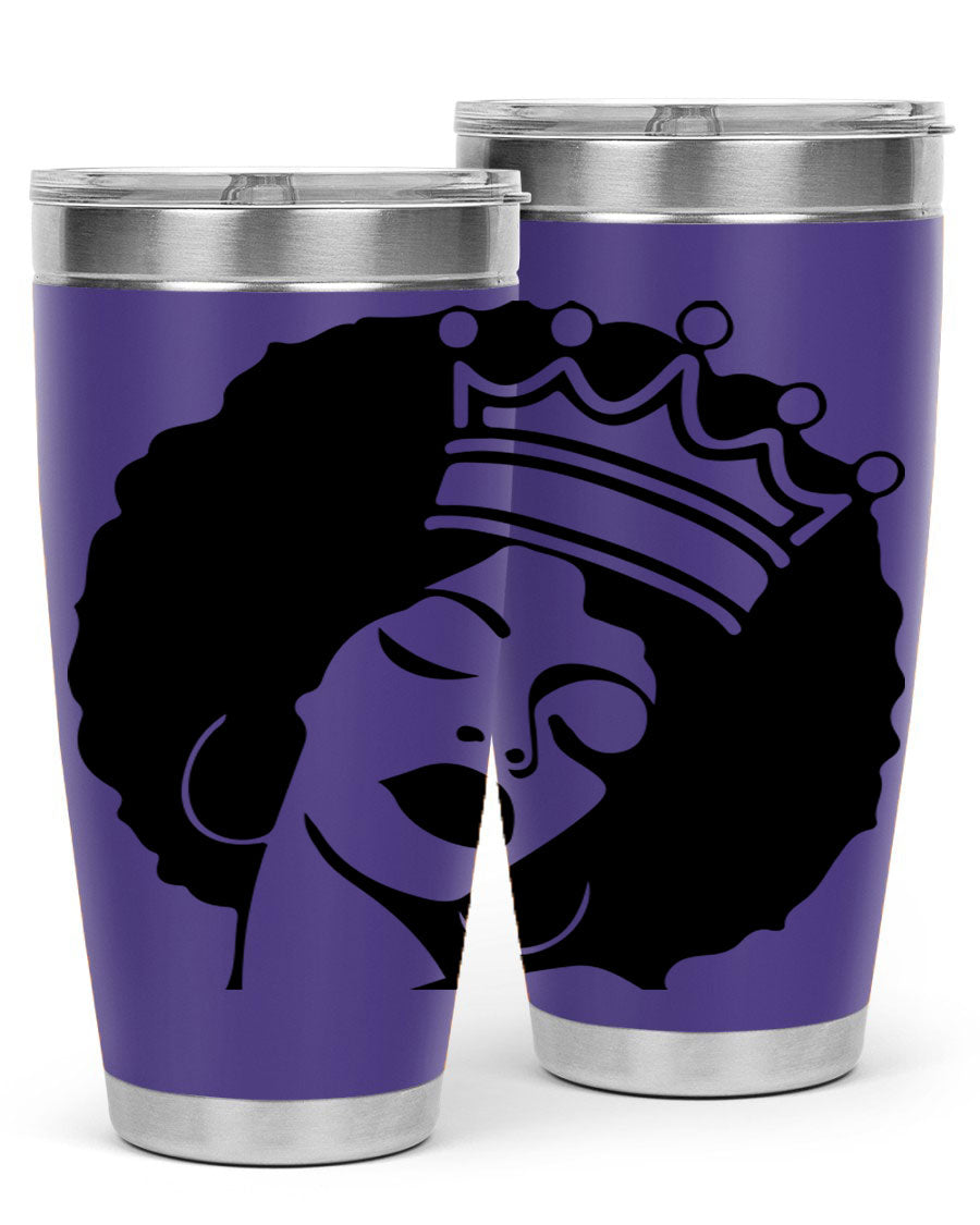 Black Women - Queen 17# Tumbler, 20oz, double wall vacuum stainless steel with copper lining, featuring a stylish design celebrating black women.