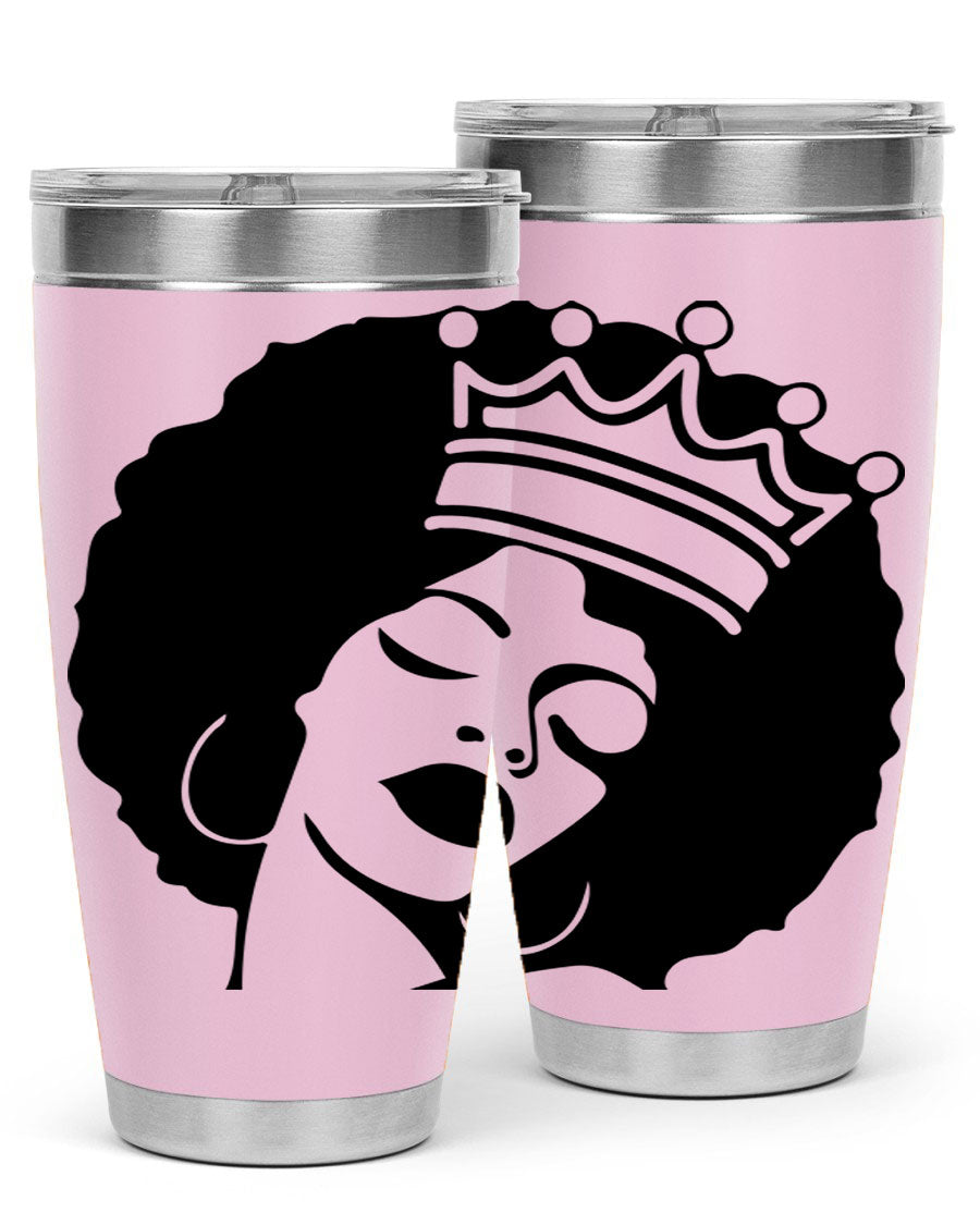 Black Women - Queen 17# Tumbler, 20oz, double wall vacuum stainless steel with copper lining, featuring a stylish design celebrating black women.