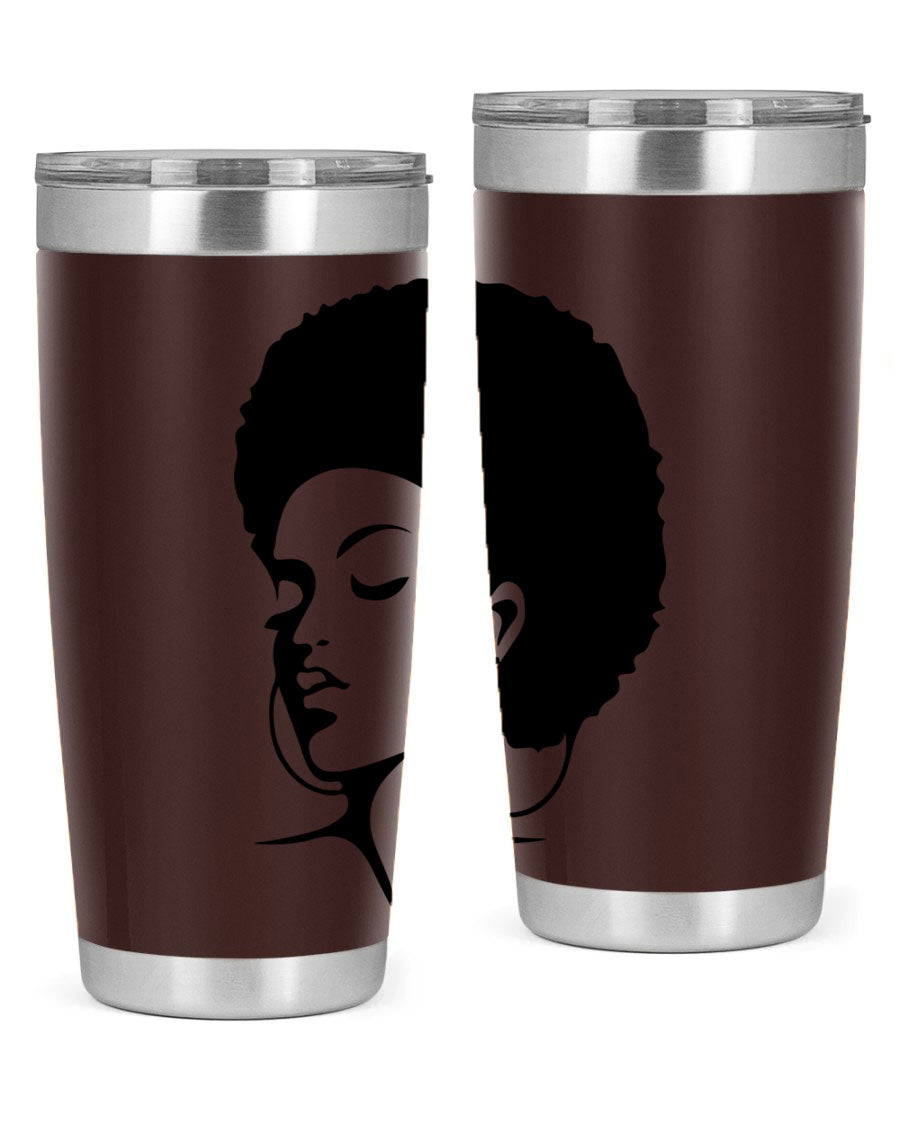 Black Women - Queen Tumbler in 20oz and 30oz sizes, showcasing double wall vacuum stainless steel design with a stylish print.