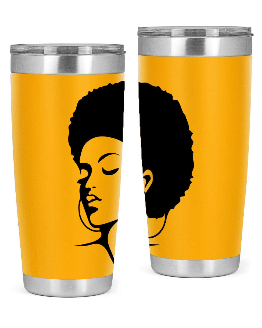 Black Women - Queen Tumbler in 20oz and 30oz sizes, showcasing double wall vacuum stainless steel design with a stylish print.