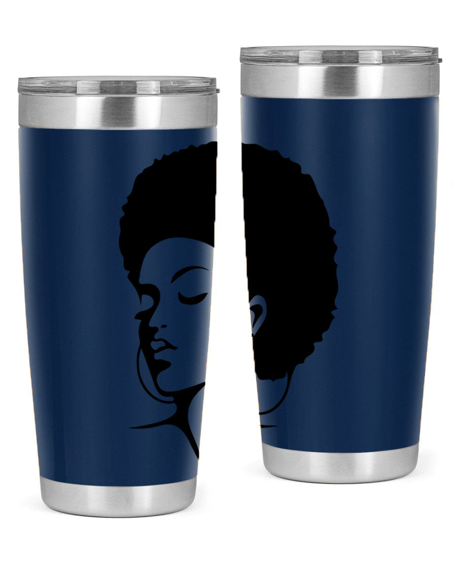 Black Women - Queen Tumbler in 20oz and 30oz sizes, showcasing double wall vacuum stainless steel design with a stylish print.