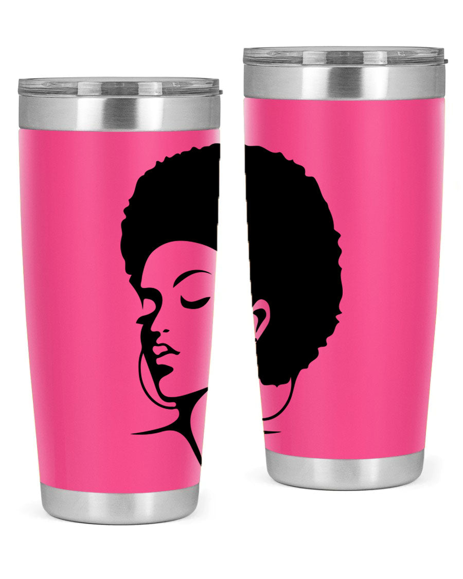 Black Women - Queen Tumbler in 20oz and 30oz sizes, showcasing double wall vacuum stainless steel design with a stylish print.