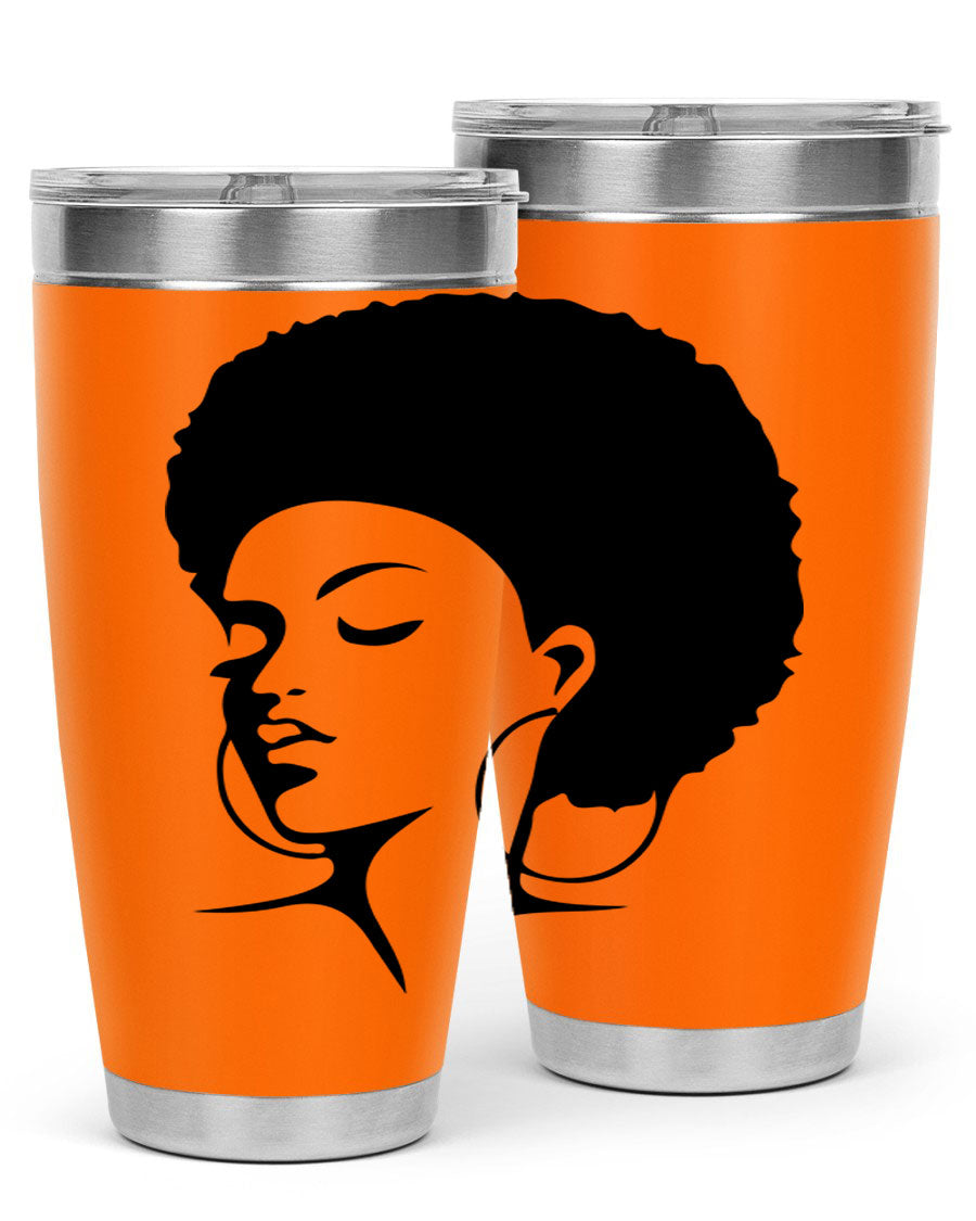 Black Women - Queen Tumbler in 20oz and 30oz sizes, showcasing double wall vacuum stainless steel design with a stylish print.