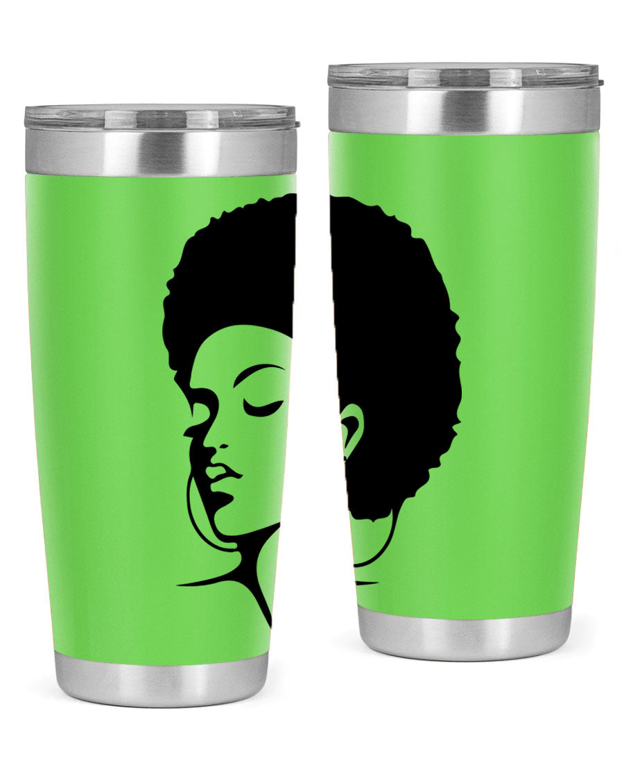 Black Women - Queen Tumbler in 20oz and 30oz sizes, showcasing double wall vacuum stainless steel design with a stylish print.