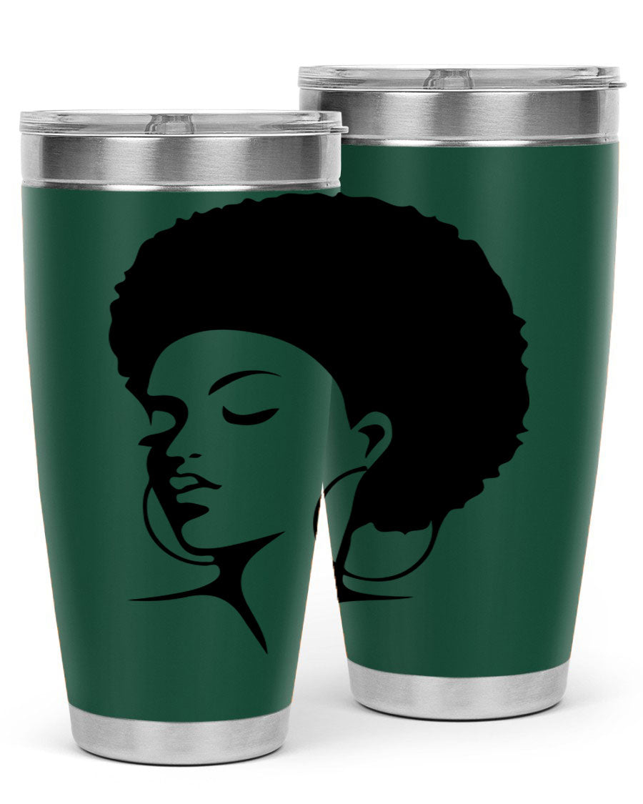 Black Women - Queen Tumbler in 20oz and 30oz sizes, showcasing double wall vacuum stainless steel design with a stylish print.