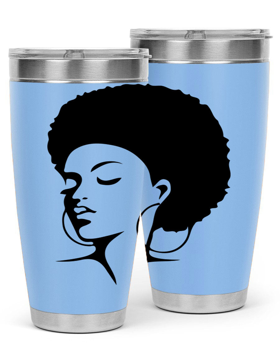 Black Women - Queen Tumbler in 20oz and 30oz sizes, showcasing double wall vacuum stainless steel design with a stylish print.