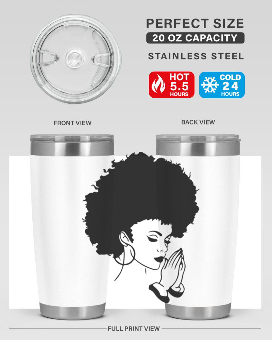 Black women - queen 22# tumbler in stainless steel with a stylish design, perfect for hot and cold beverages.