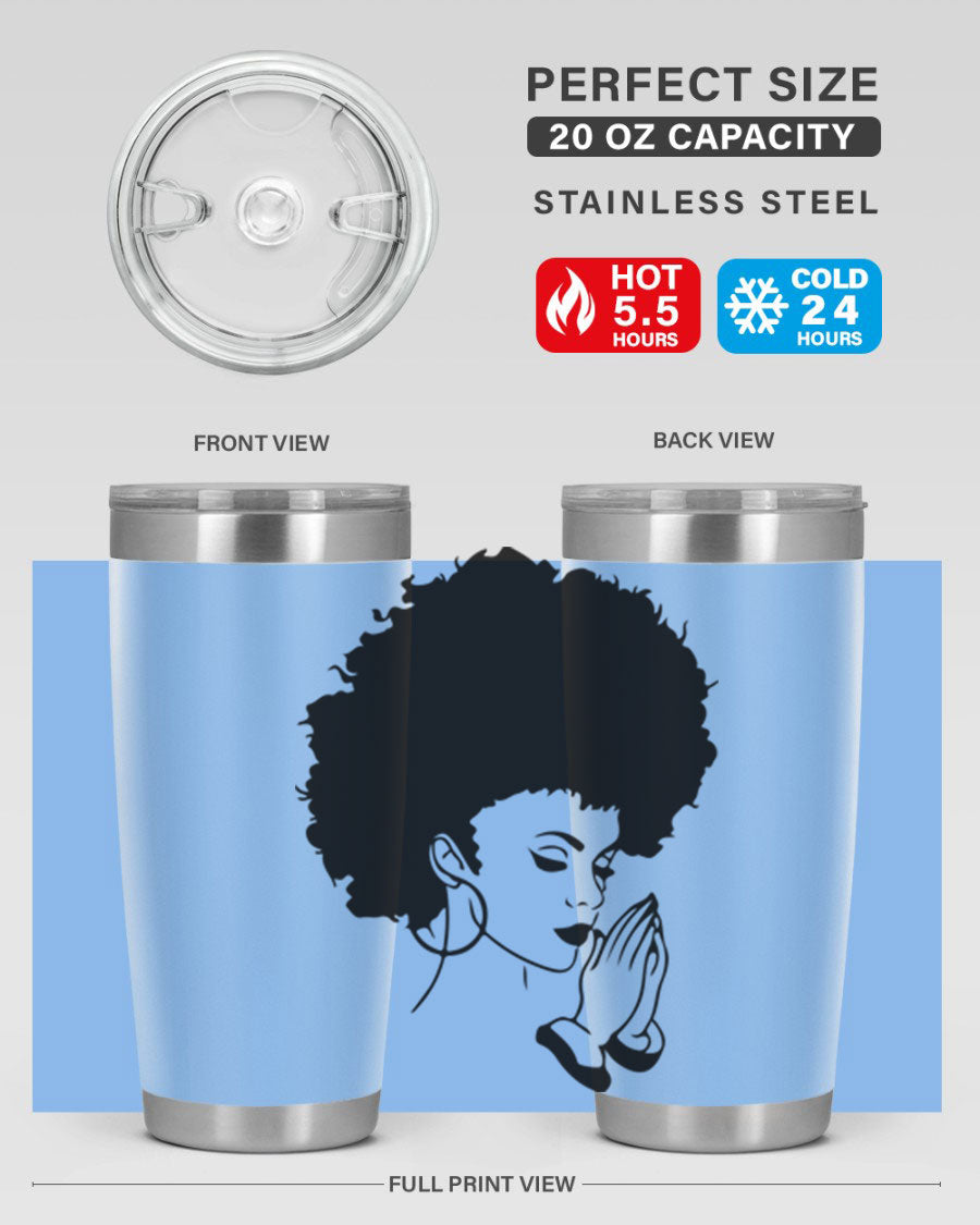 Black women - queen 22# tumbler in stainless steel with a stylish design, perfect for hot and cold beverages.