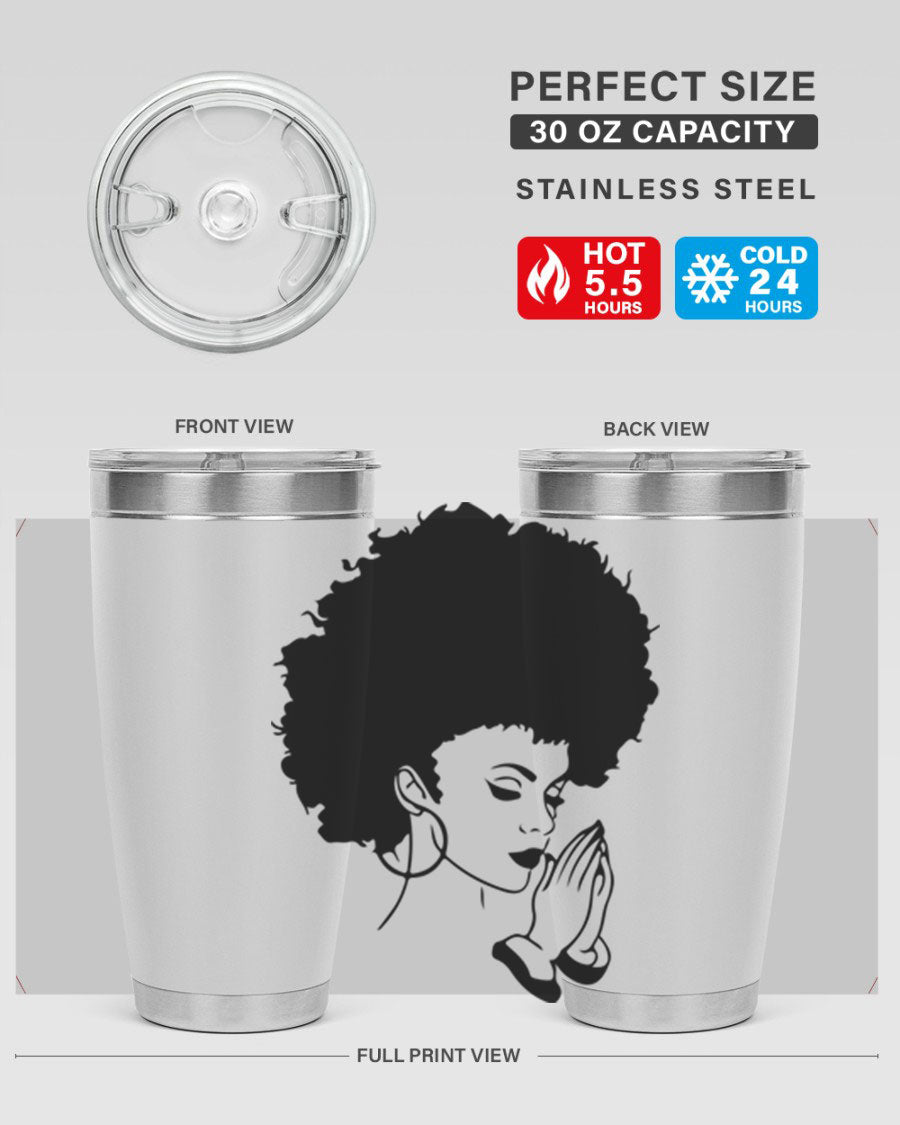 Black women - queen 22# tumbler in stainless steel with a stylish design, perfect for hot and cold beverages.