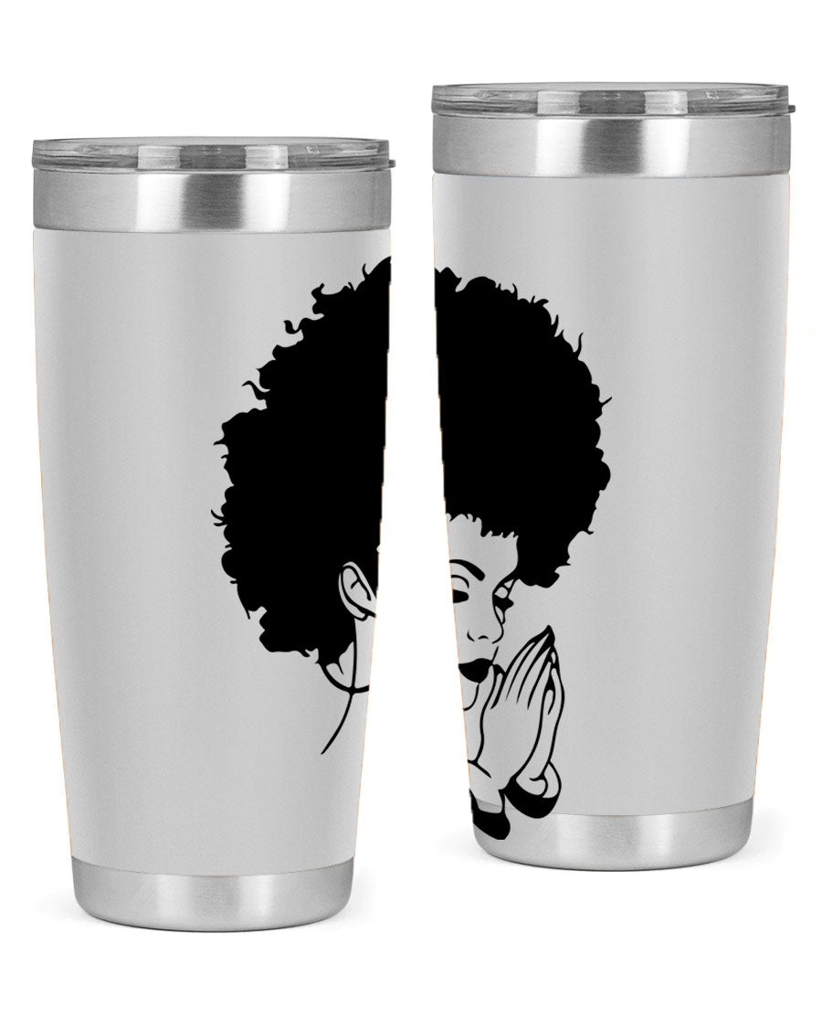 Black women - queen 22# tumbler in stainless steel with a stylish design, perfect for hot and cold beverages.