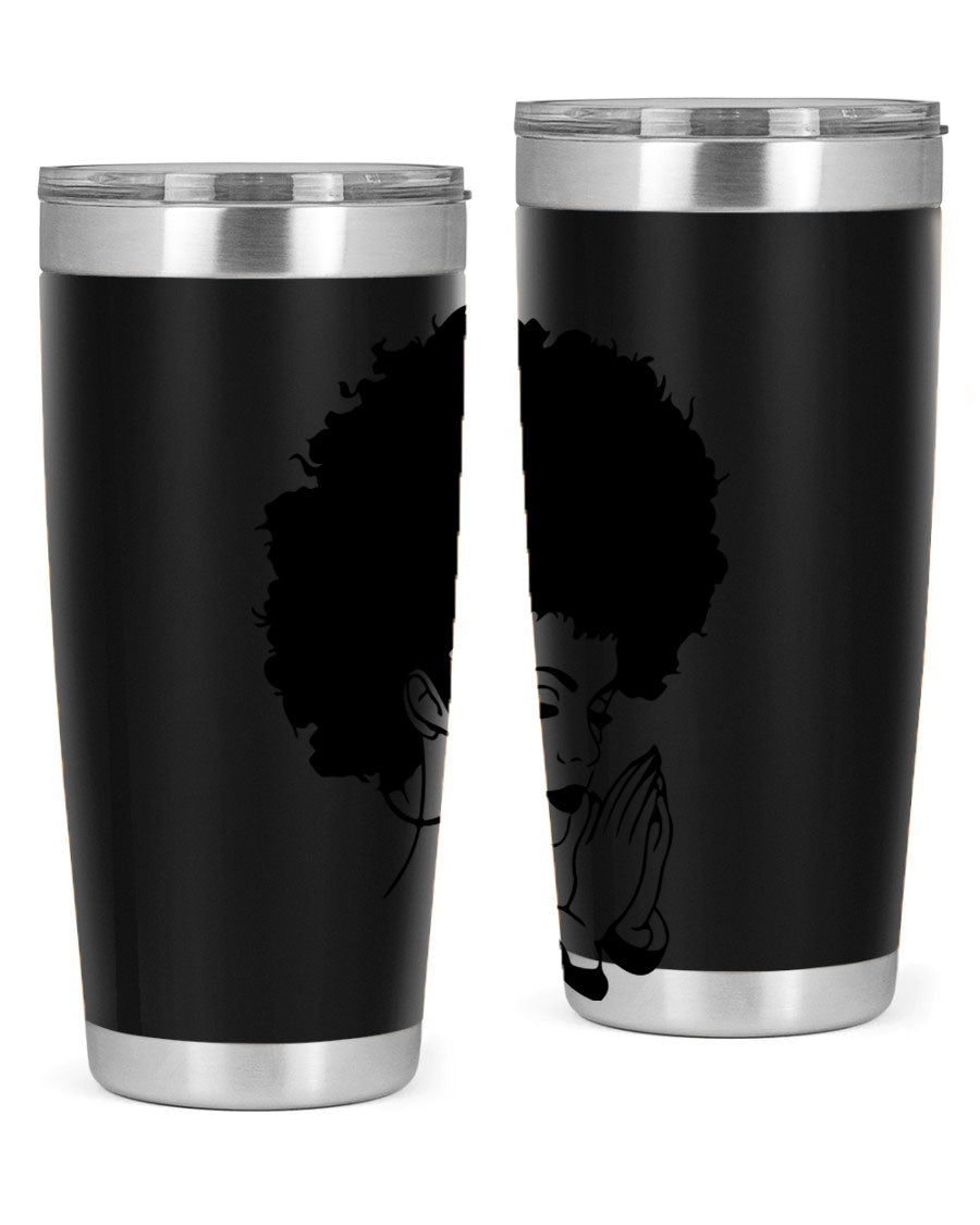 Black women - queen 22# tumbler in stainless steel with a stylish design, perfect for hot and cold beverages.