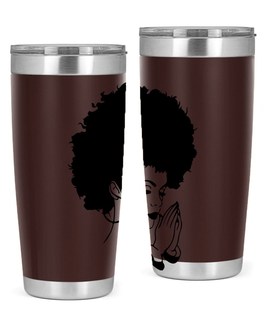 Black women - queen 22# tumbler in stainless steel with a stylish design, perfect for hot and cold beverages.